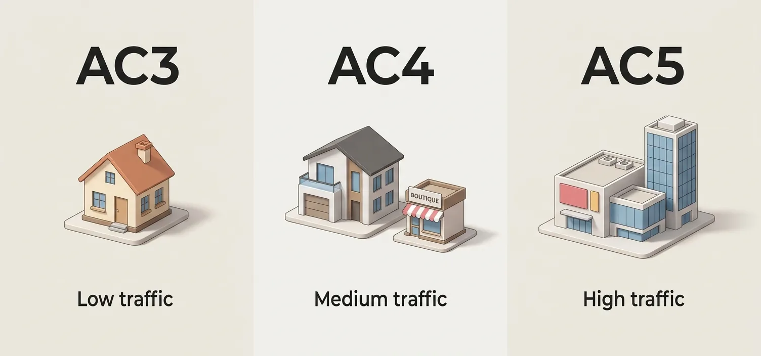 مقایسه کلاسهای سایشی پارکت لمینت AC3 و AC4 و AC5